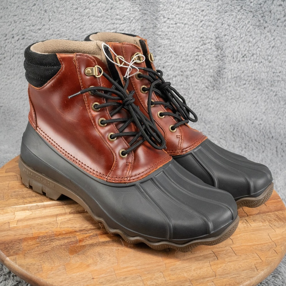 Sperry Men's Size 10 Avenue Brown Leather Waterproof Duck Boots